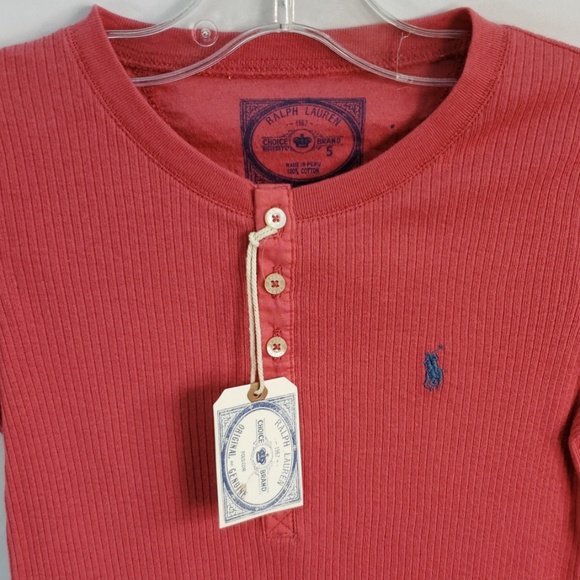 RALPH LAUREN POLO CROP NECK BUTTON DOWN T-SHIRT 5 - Picture 2 of 5
